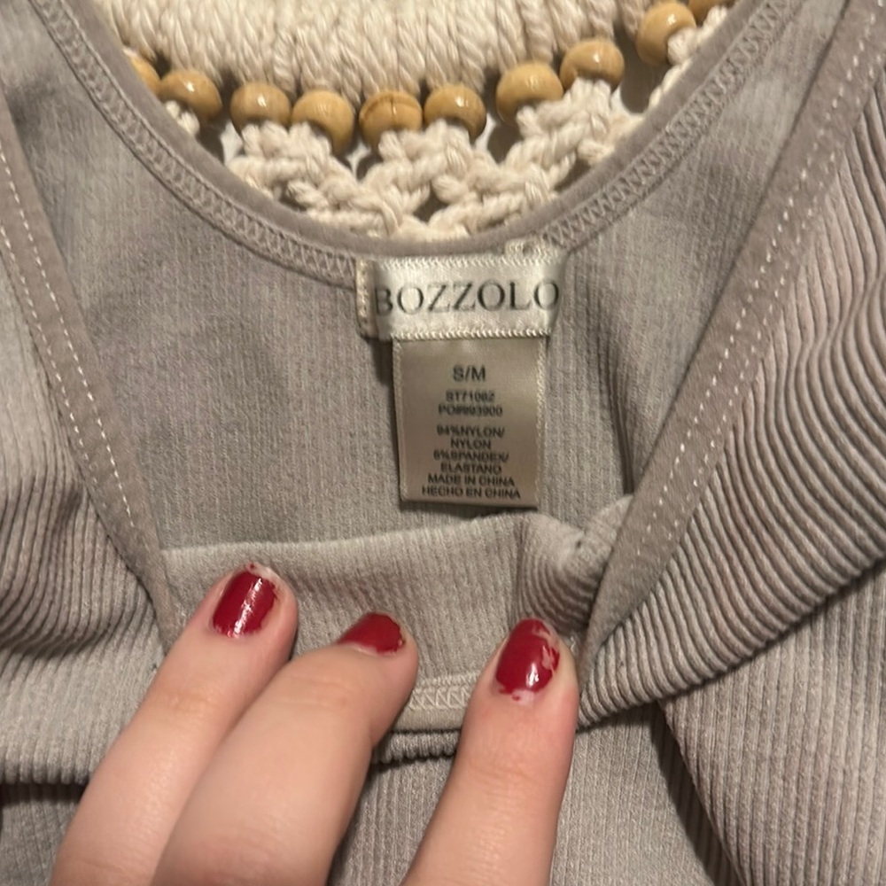 Gray Ribbed Tank Top - Picture 2 of 3